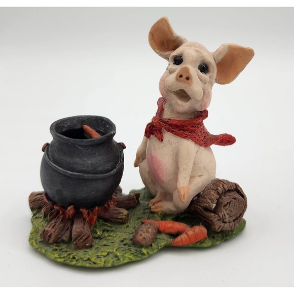 Pig with Cauldron Calabar Creations Pig Hollow Pete Apsit figurine 1994 Vintage - Picture 1 of 8